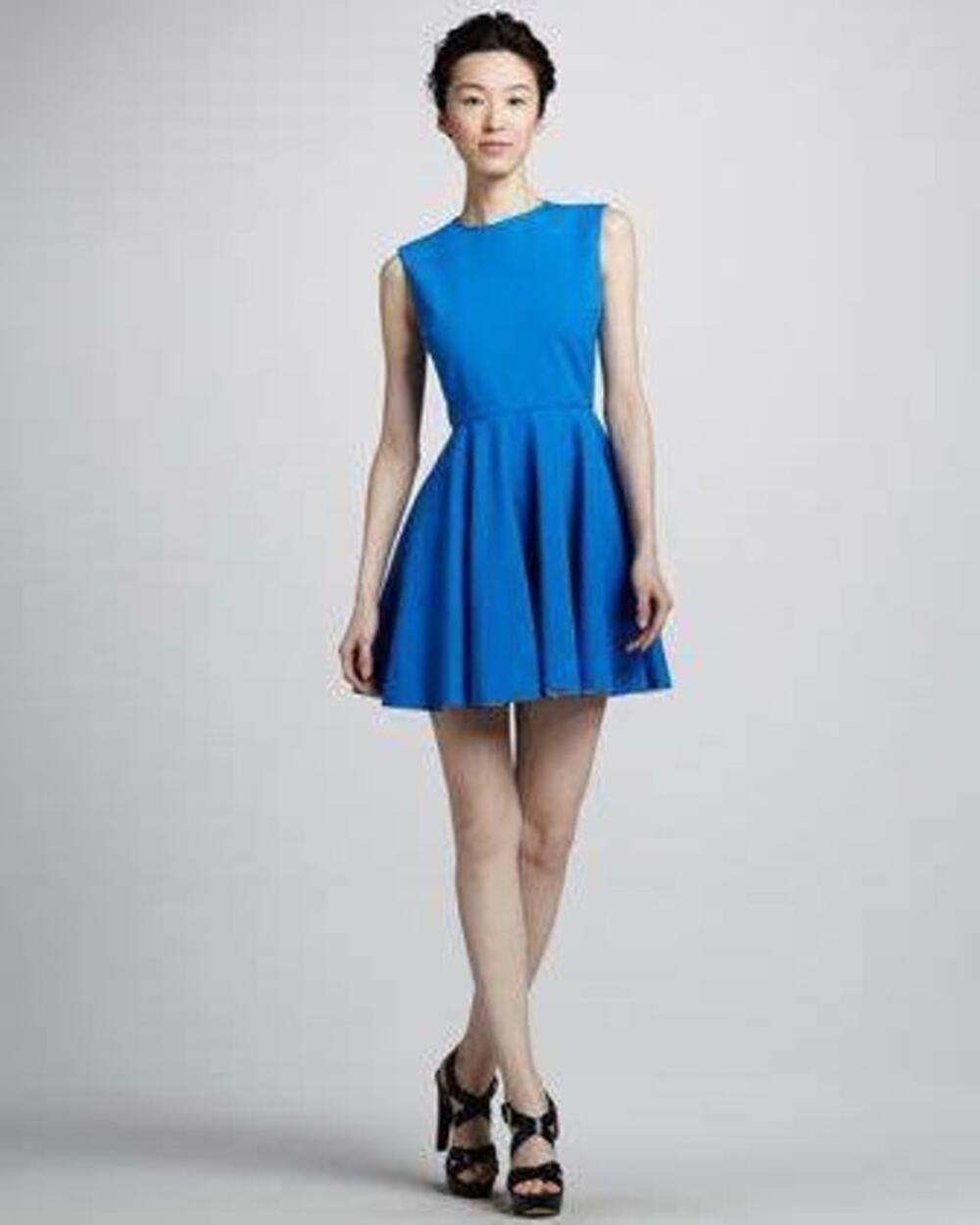 Diane Von Furstenberg Jeannie Blue Fit & Flare Sleeveless Mini Dress Size 4